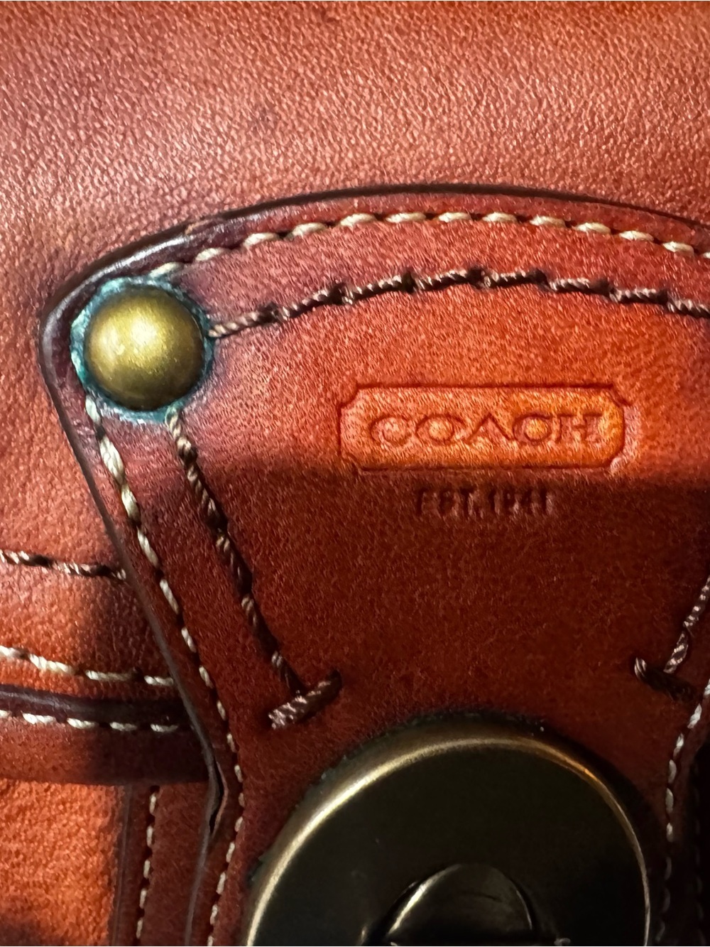 Coach Legacy Shoulder Bag in Cognac Brown with Brass Hardware - Picture 4 of 13